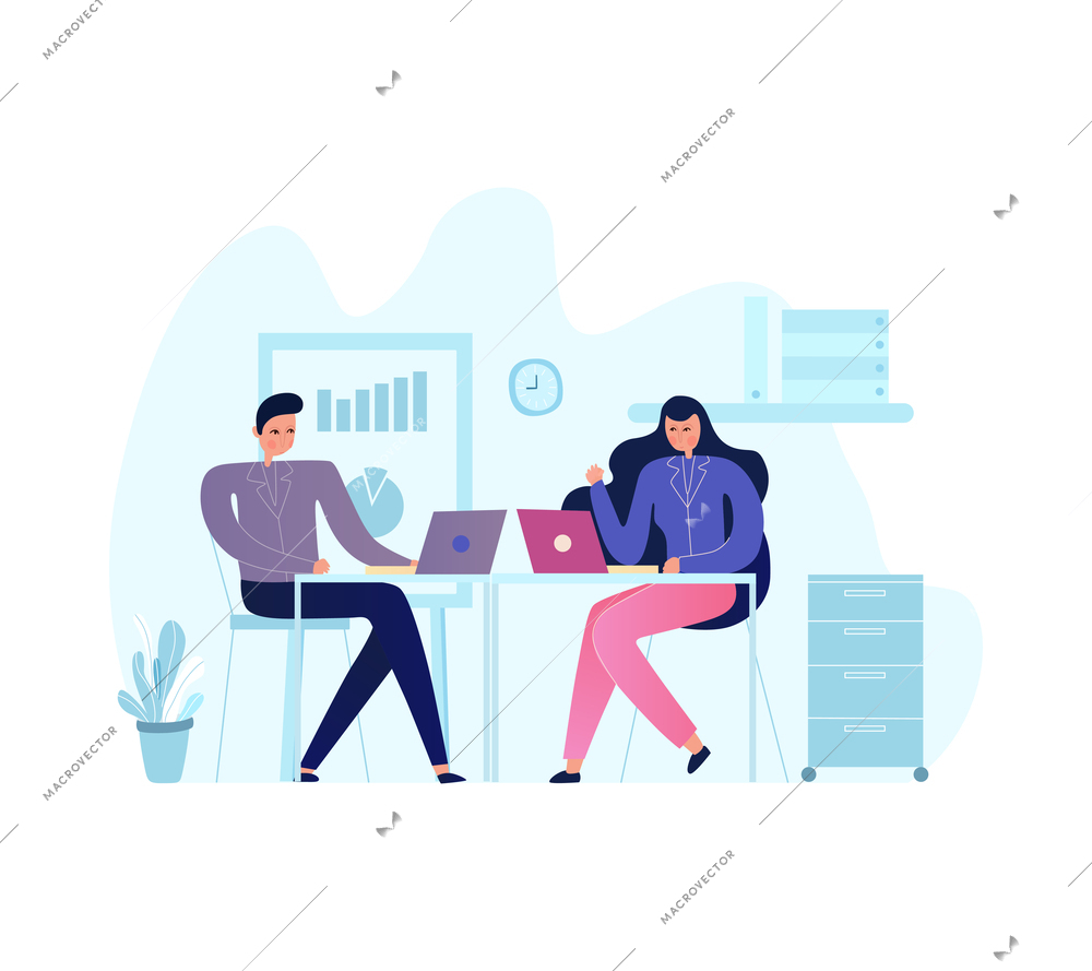 People having business meeting at office flat composition vector illustration