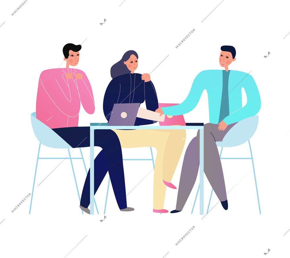 People at business meeting at office flat vector illustration