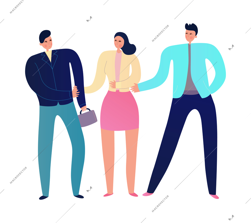 Flat business meeting with colleagues greeting one another vector illustration