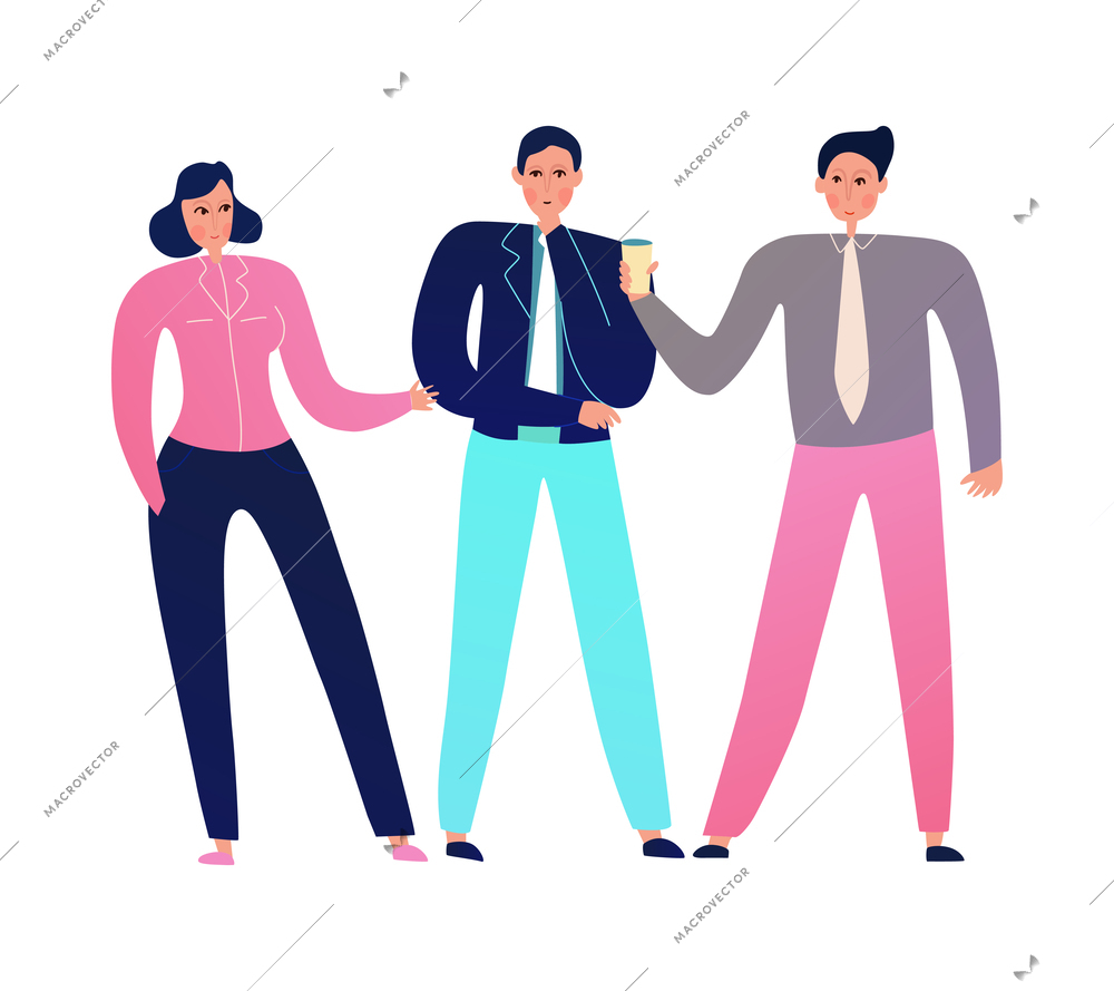 People at business meeting with cup of coffee flat vector illustration