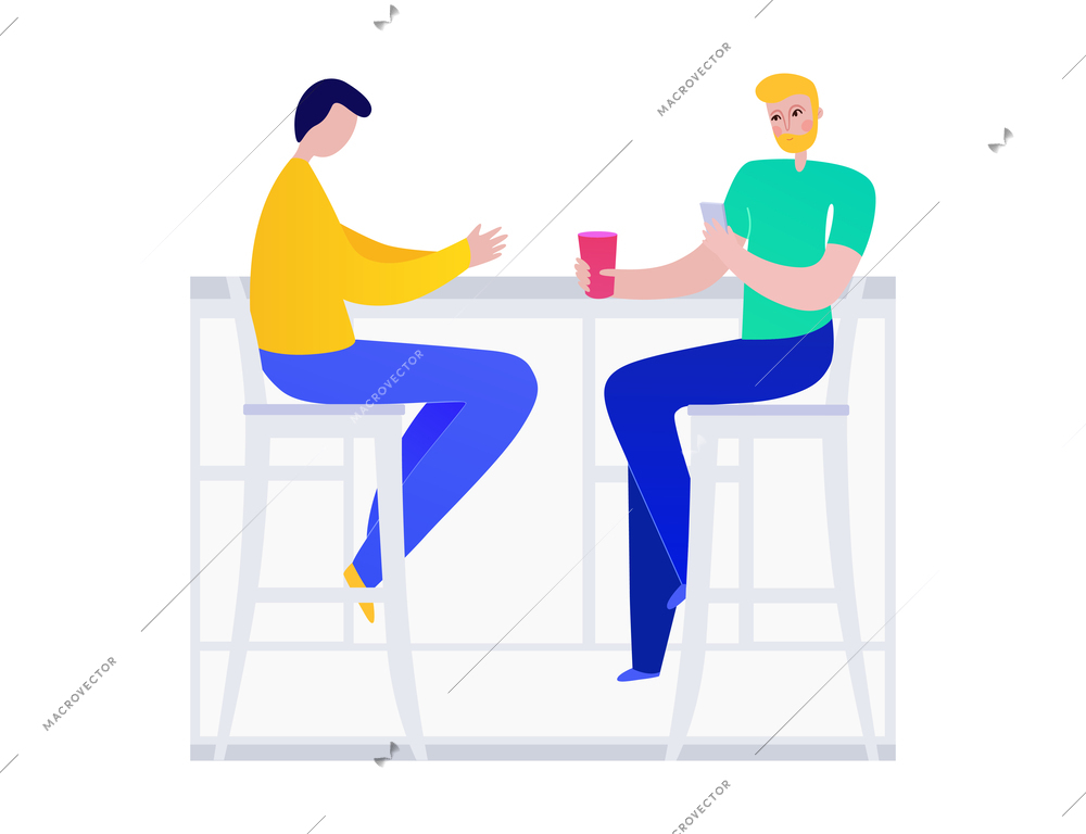 People eating out at bistro flat vector illustration