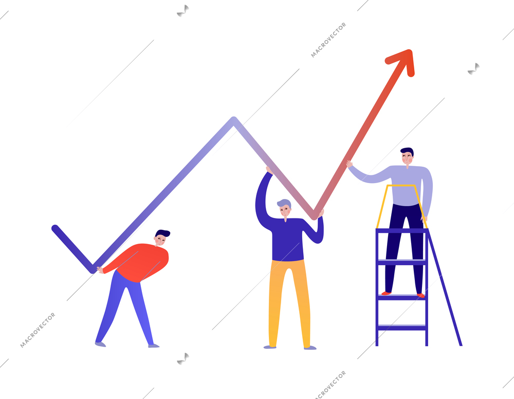 Flat teamwork concept with colleagues helping one another vector illustration