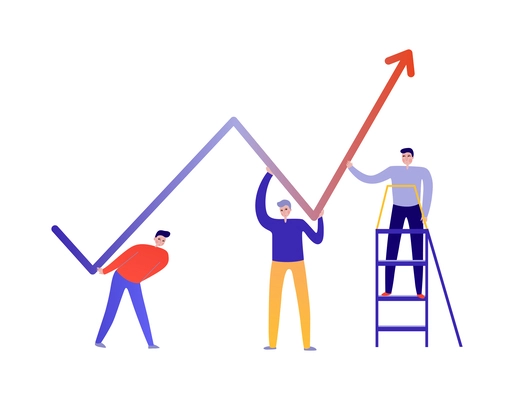 Flat teamwork concept with colleagues helping one another vector illustration