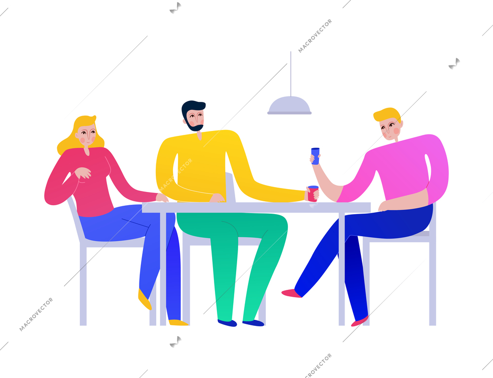 Flat people eating out at bistro vector illustration