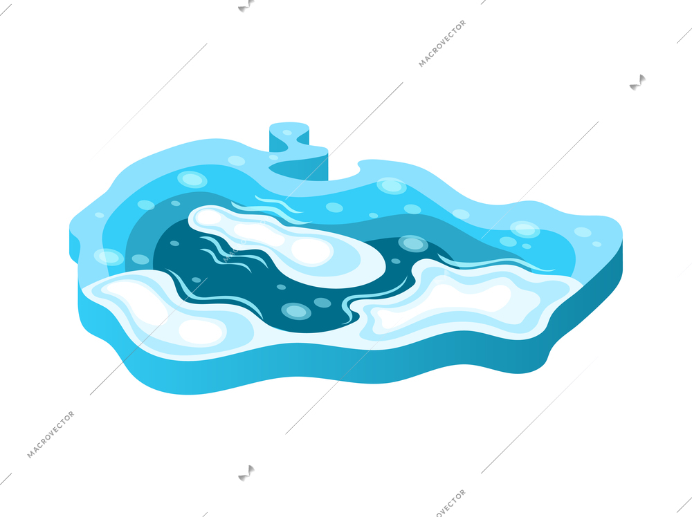 Winter landscaping isometric icon with frozen lake or river element 3d vector illustration