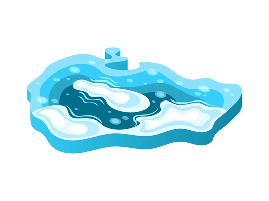 Winter landscaping isometric icon with frozen lake or river element 3d vector illustration