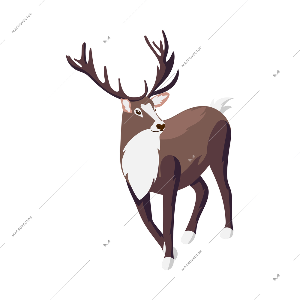 Cute reindeeer on white background isometric 3d vector illustration