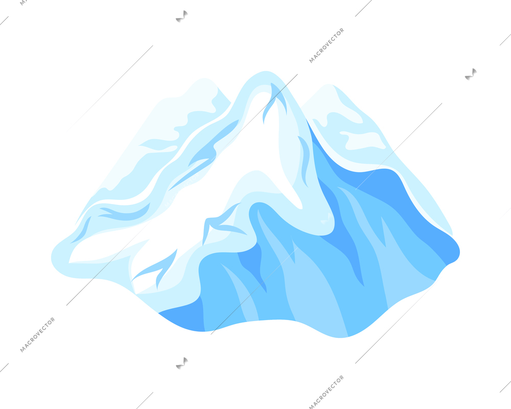 Winter landscaping isometric icon with snow peaks 3d vector illustration