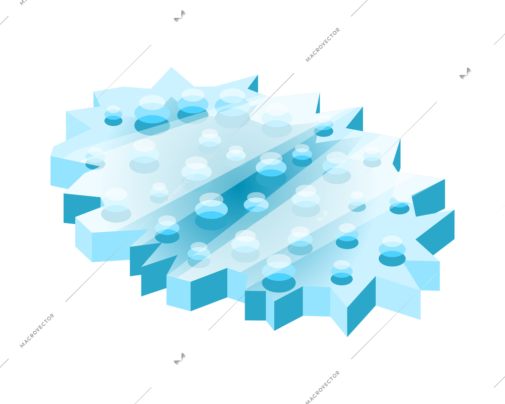 Winter landscaping isometric icon with frozen lake 3d vector illustration