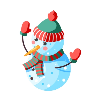 Cute snowman wearing hat scarf and mittens isometric icon 3d vector illustration