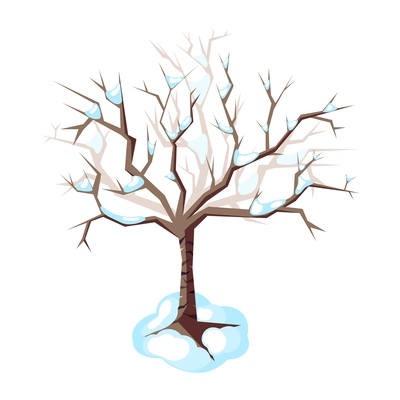 Winter landscaping isometric icon with bare tree in snow 3d vector illustration
