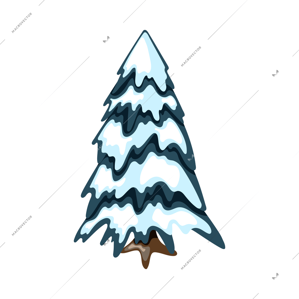 Winter landscaping icon with fir tree covered with snow 3d vector illustration