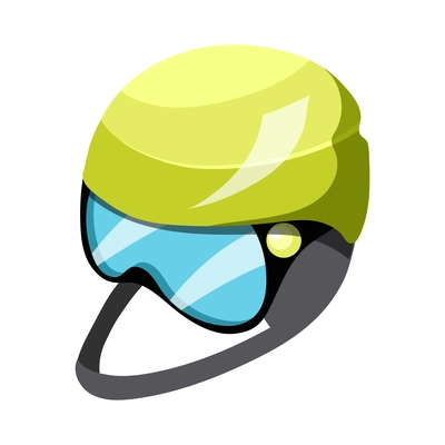 Isometric color ski helmet with goggles 3d vector illustration