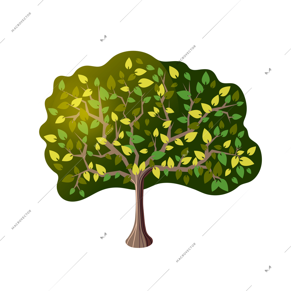 Isometric green tree for park garden landscape design vector illustration