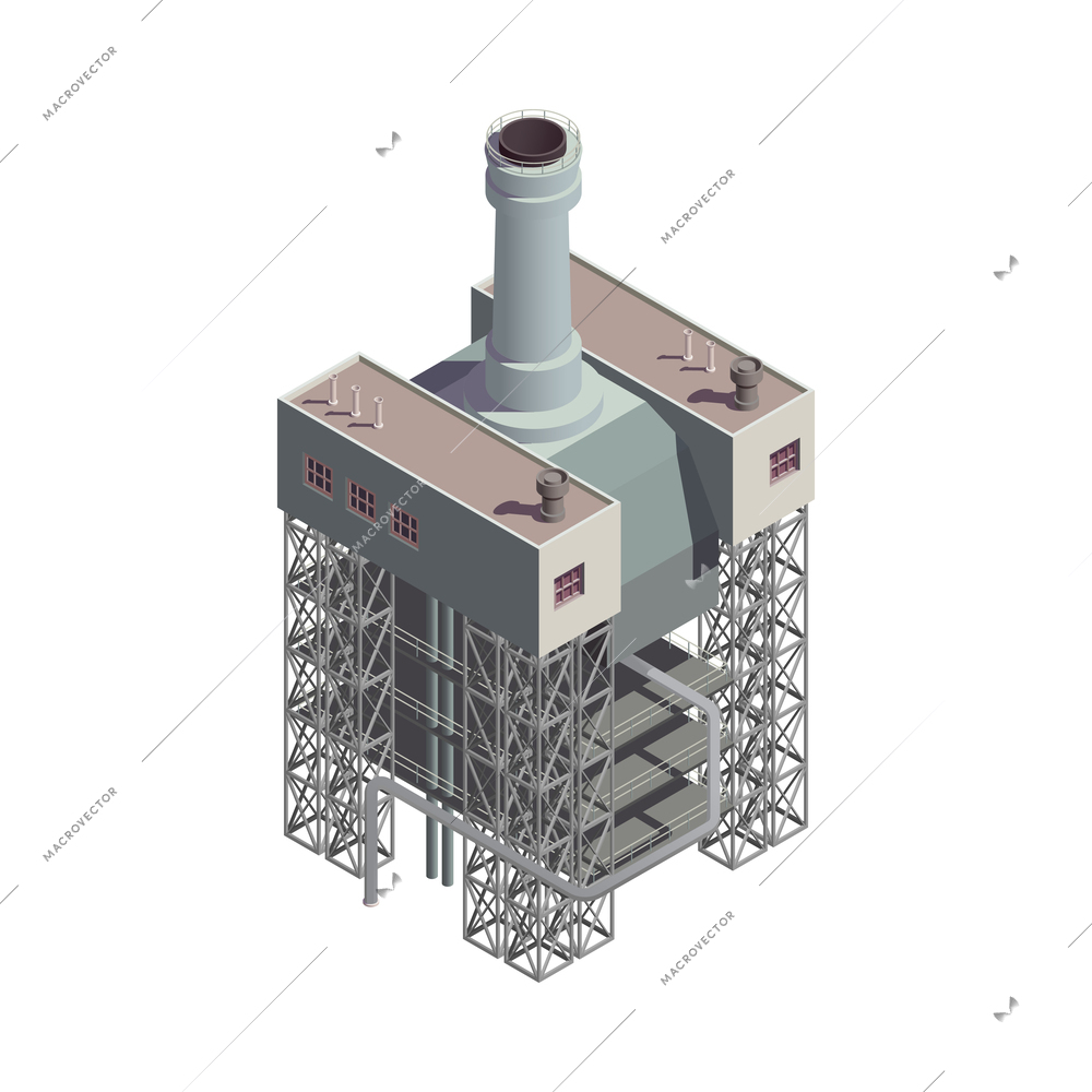 Industrial building exterior isometric icon 3d vector illustration