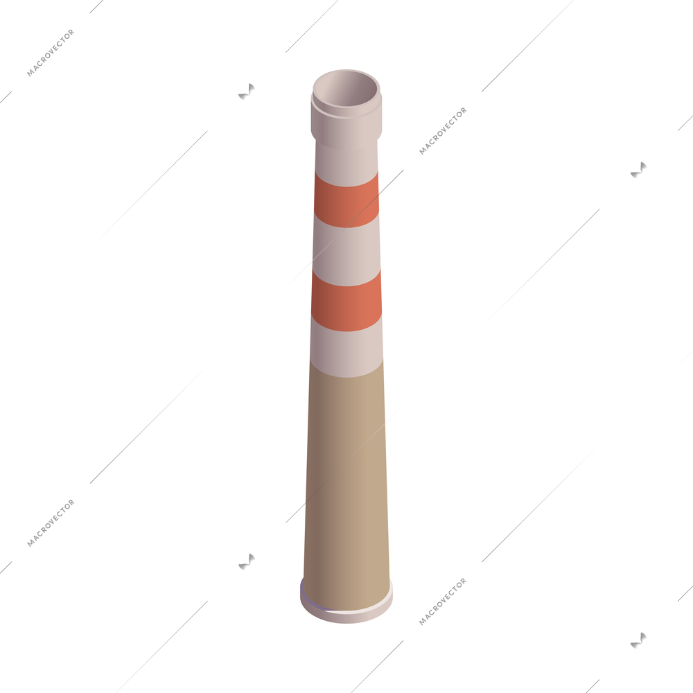 Industrial building factory chimney isometric icon 3d vector illustration