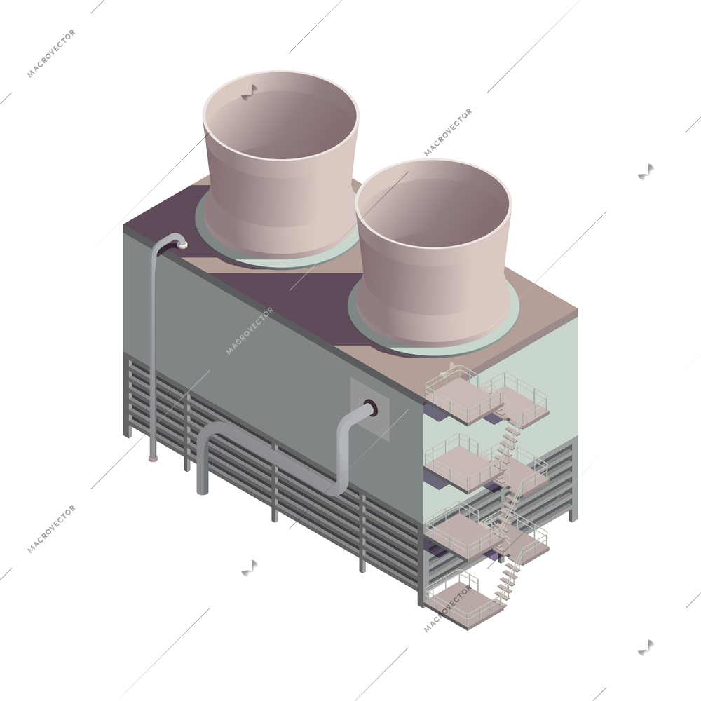 Industrial building factory facility isometric icon 3d vector illustration