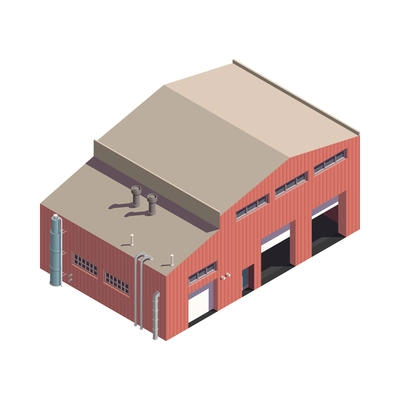 Industrial building warehouse exterior isometric icon 3d vector illustration