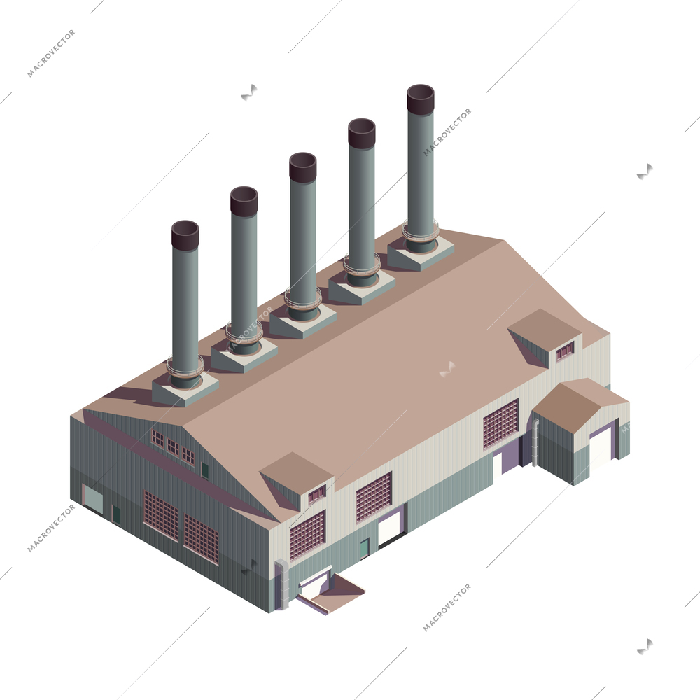 Isometric industrial building exterior icon 3d vector illustration
