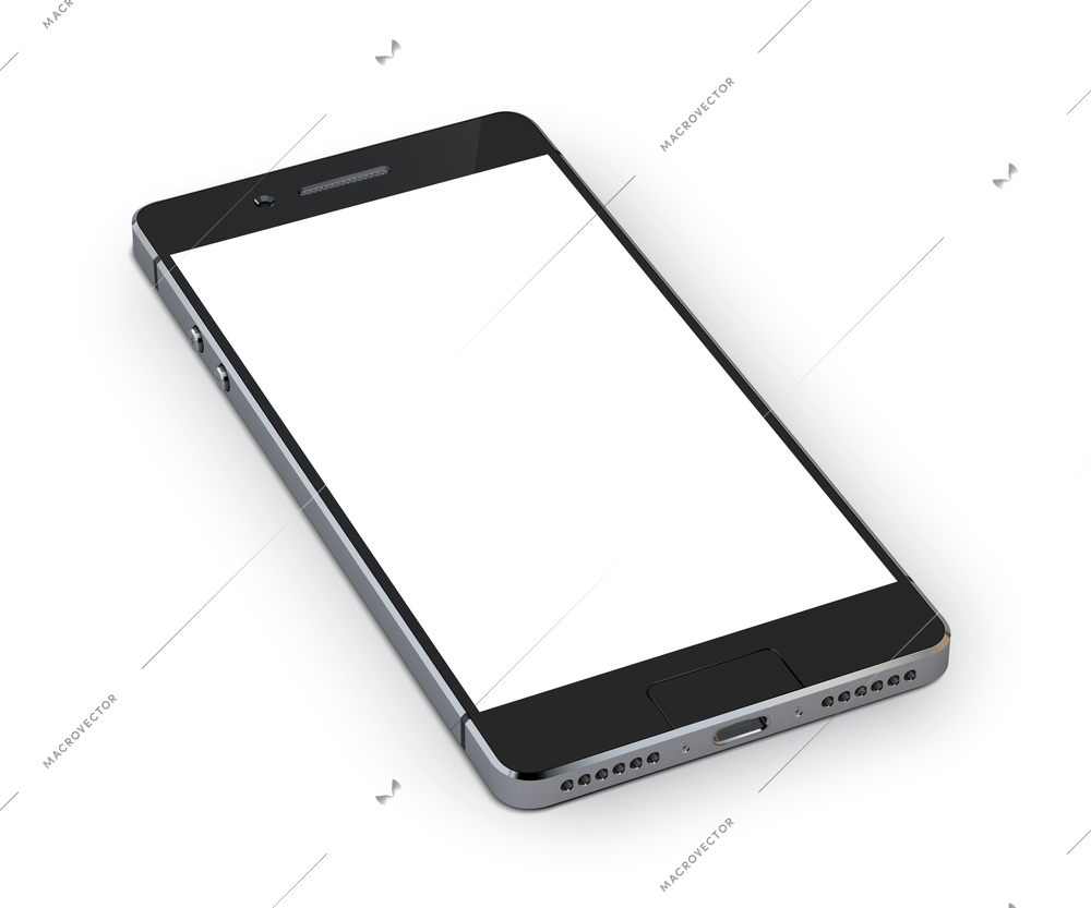 Realistic 3d smartphone mobile device isolated on white background vector illustration