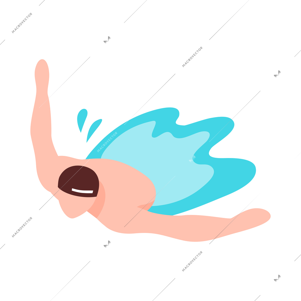 Man swimming in pool isometric icon 3d vector illustration