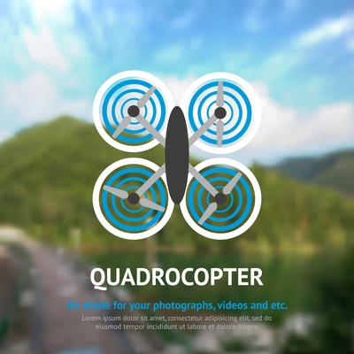 Drone quadrocopter flying camera technology innovation background vector illustration