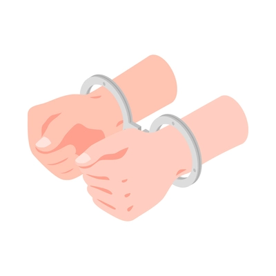 Isometric human hands in handcuffs 3d vector illustration