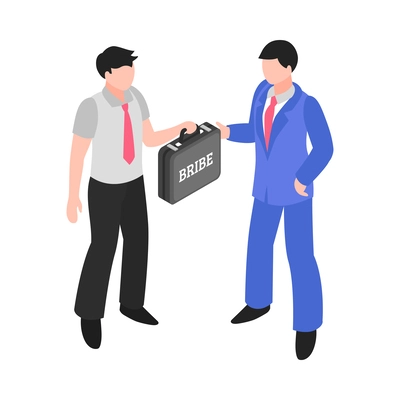 Corruption isometric icon with two people giving bribes 3d vector illustration