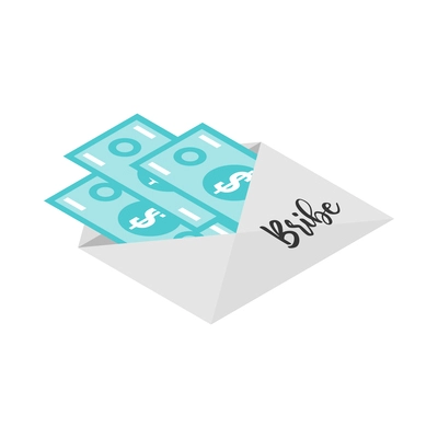 Corruption isometric icon with bribe in envelope 3d vector illustration