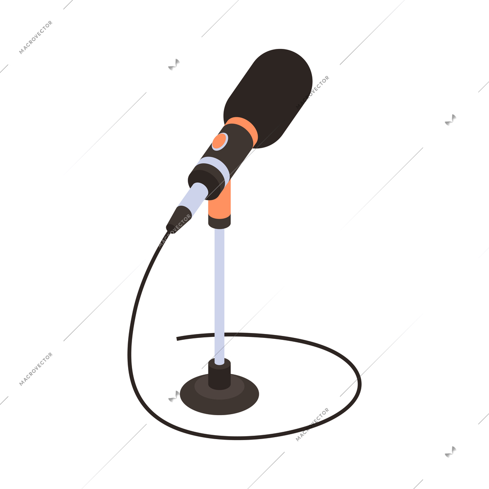 Microphone with wire isometric icon 3d vector illustration