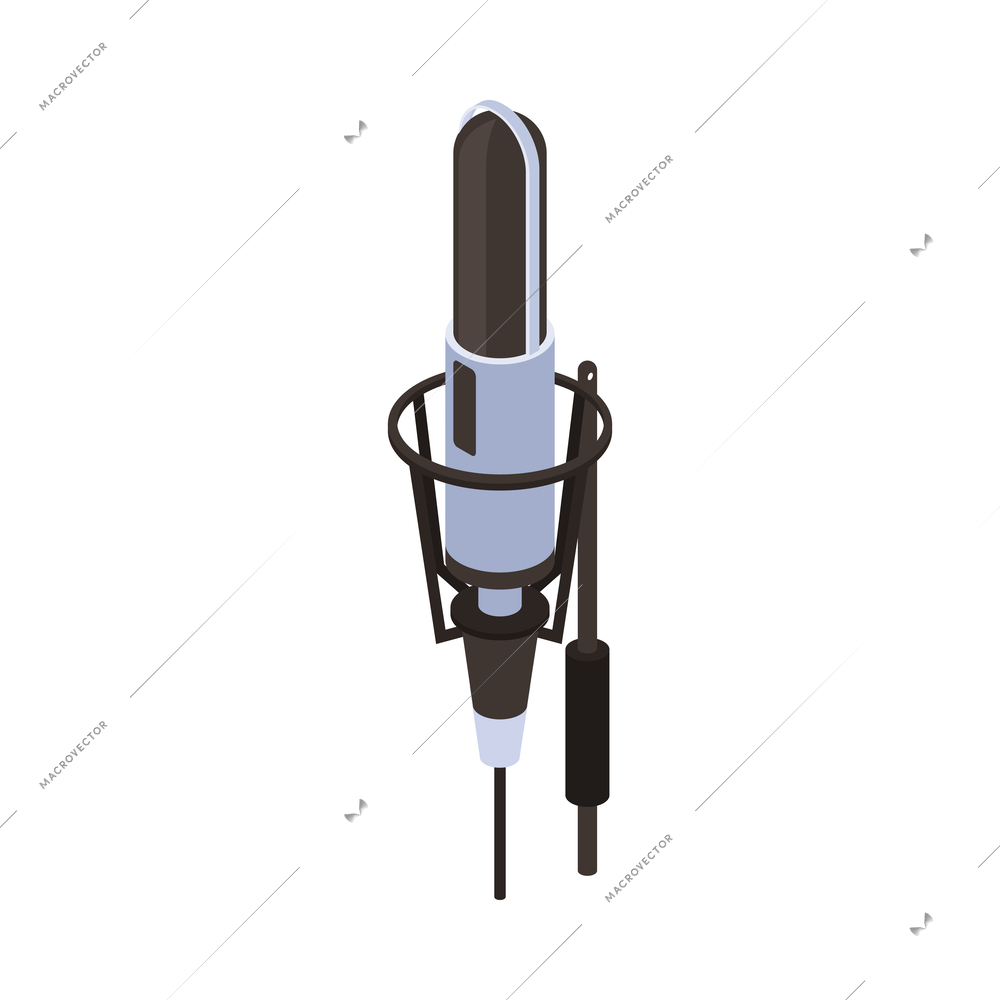 Audio studio isometric icon with professional microphone 3d vector illustration