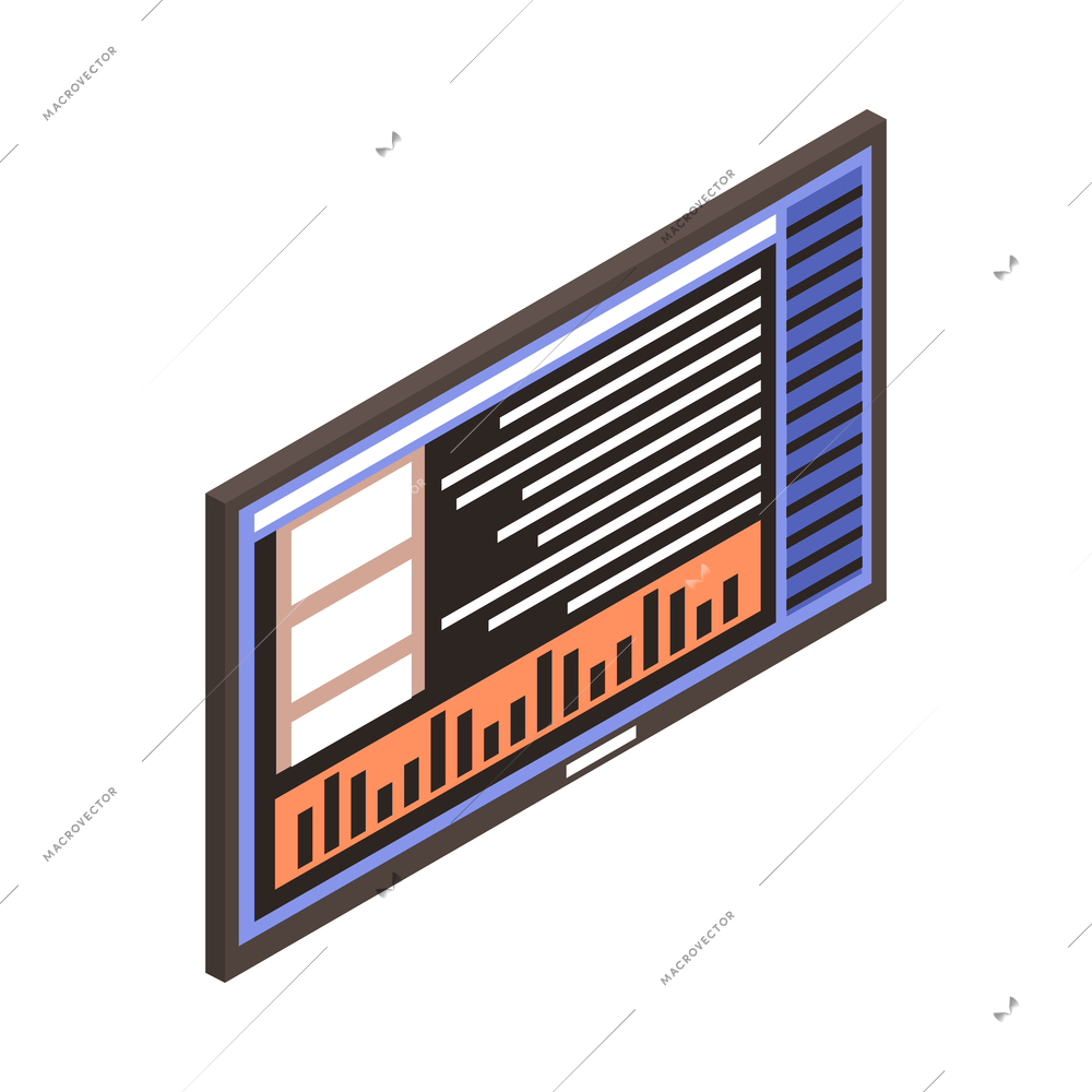 Audio studio icon with isometric monitor 3d vector illustration