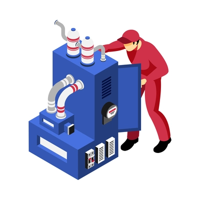 Mechanic repairing equipment 3d isometric vector illustration