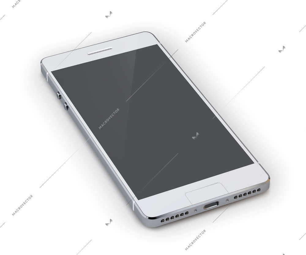 Realistic 3d grey smartphone device isolated on white background vector illustration