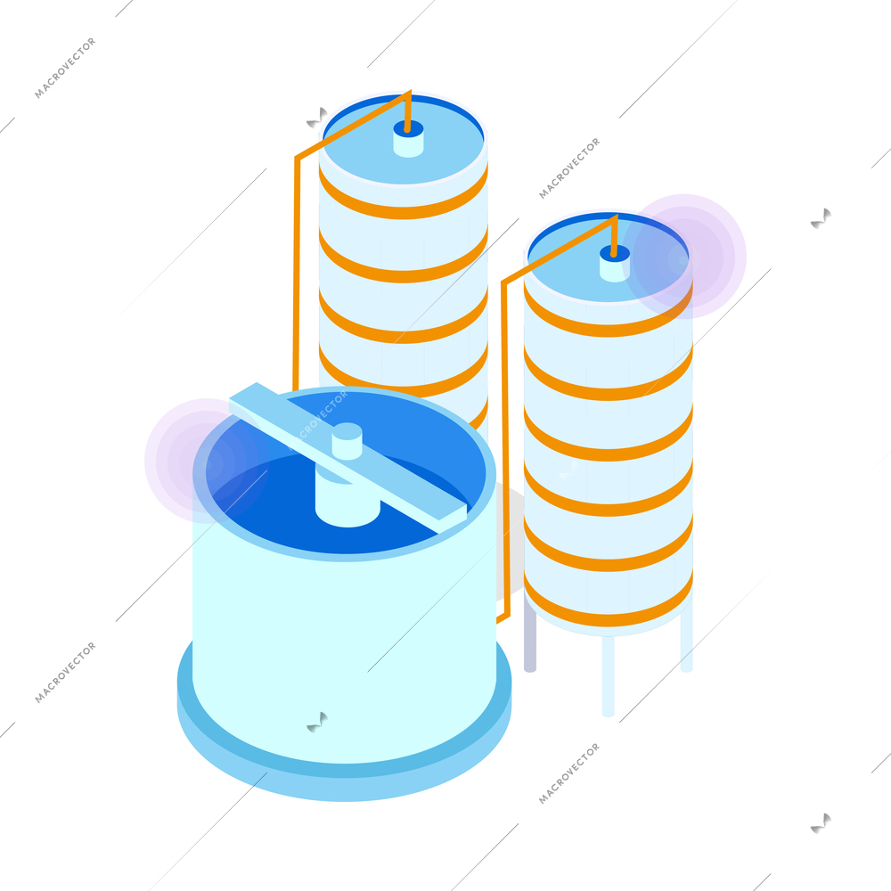 Water purification plant equipment isometric icon 3d vector illustration