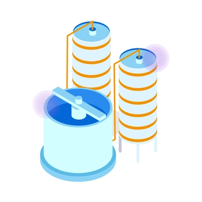 Water purification plant equipment isometric icon 3d vector illustration