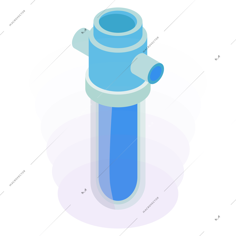 Isometric test tube with liquid 3d vector illustration