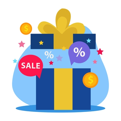 Great sale shopping flat concept with gift box vector illustration