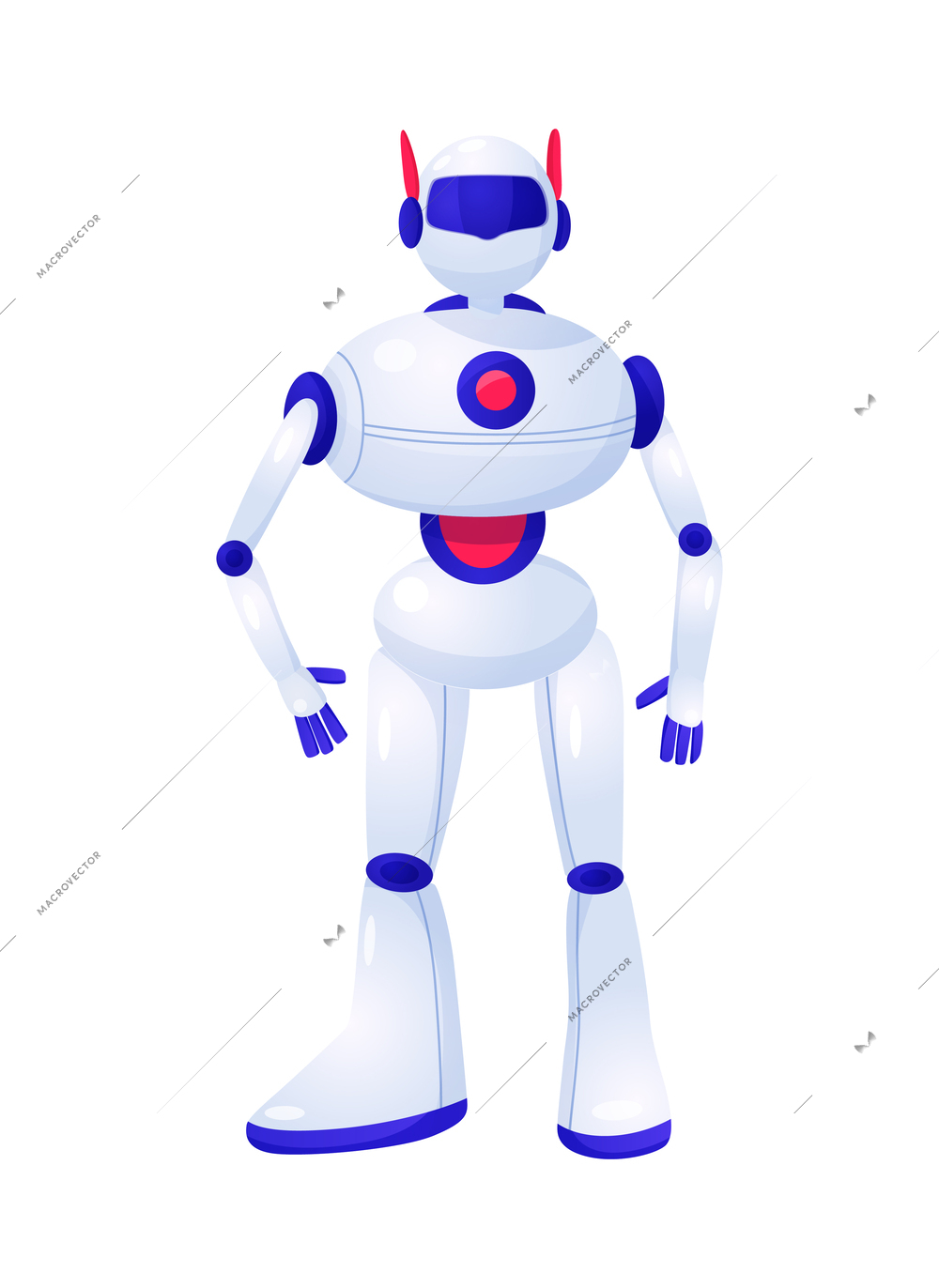 Flat robot artificial intelligence machine vector illustration