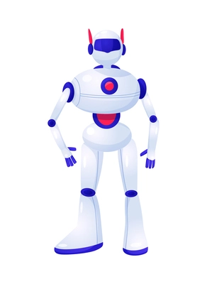 Flat robot artificial intelligence machine vector illustration