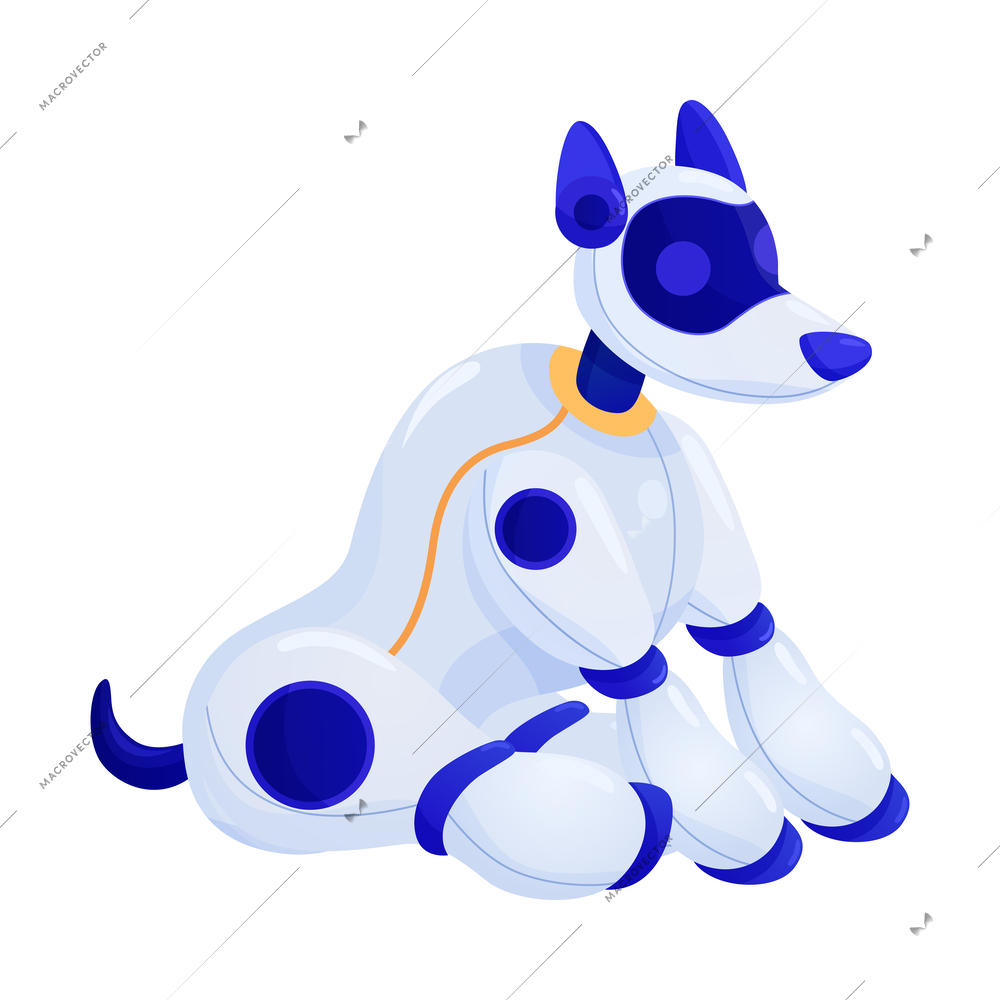 Flat cute dog pet robot on white background vector illustration