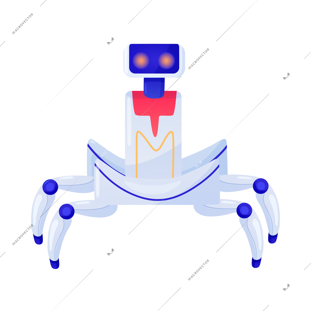 Spider like robot on white background flat vector illustration