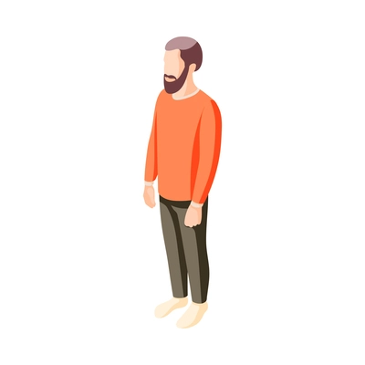 Isometric bearded man on white background 3d vector illustration