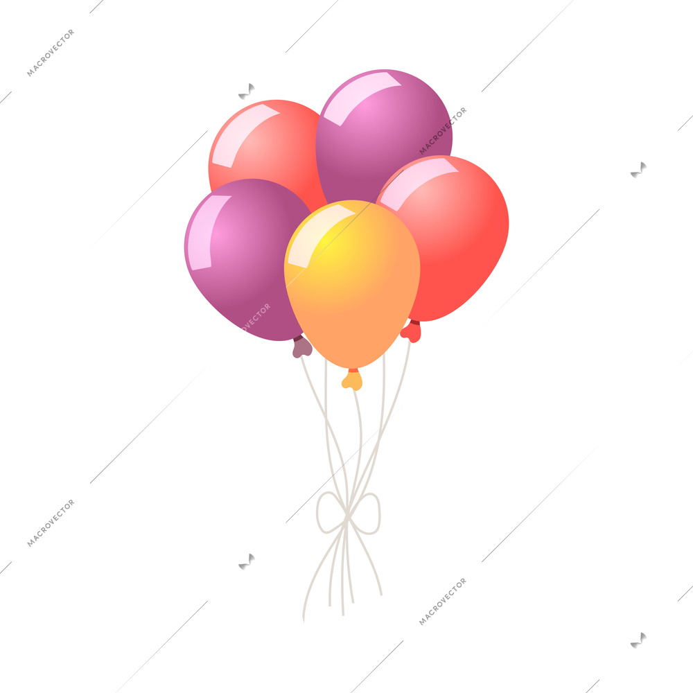 Bunch of colorful balloons 3d isometric vector illustration