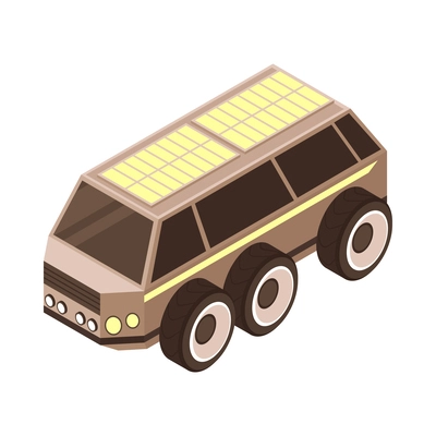 Mars colonization isometric icon with 3d rover vehicle vector illustration