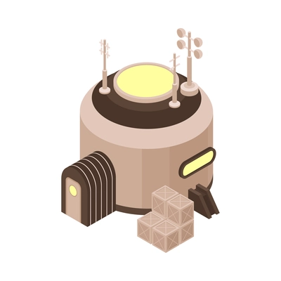 Mars colonization isometric icon with space base building with antennae vector illustration