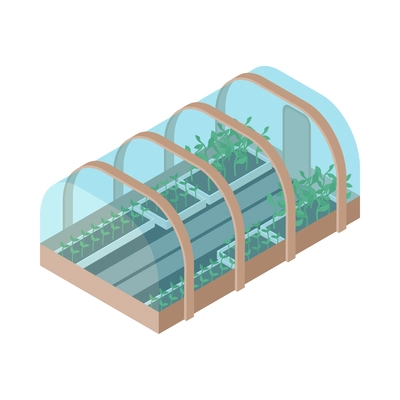 Isometric mars colonization icon with green plants growing in greenhouse 3d vector illustration