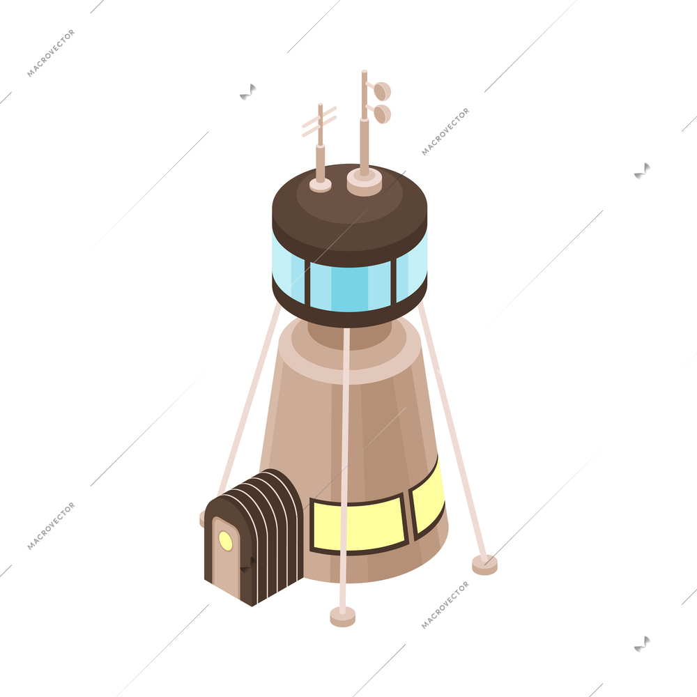 Mars colonization space base building isometric icon vector illustration