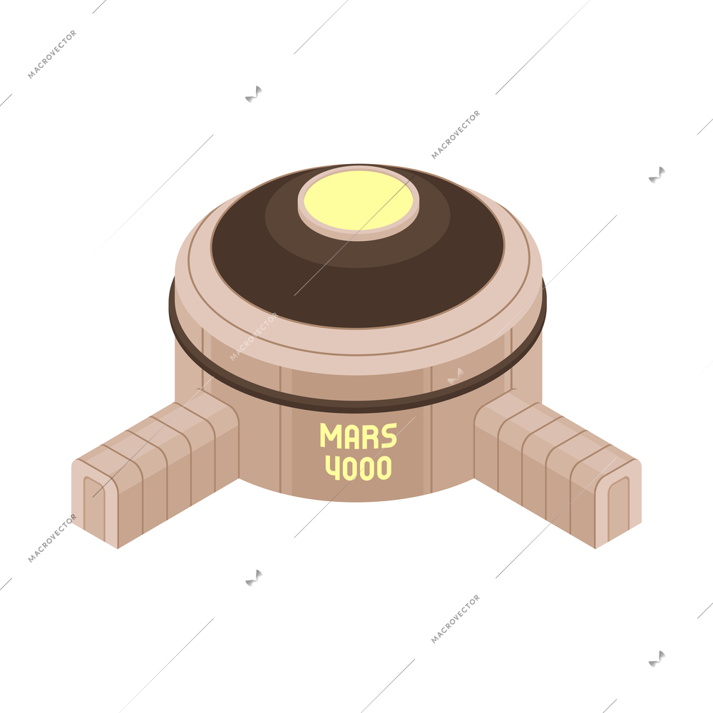 Mars colonization space base building on white background isometric vector illustration