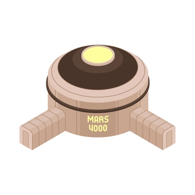 Mars colonization space base building on white background isometric vector illustration